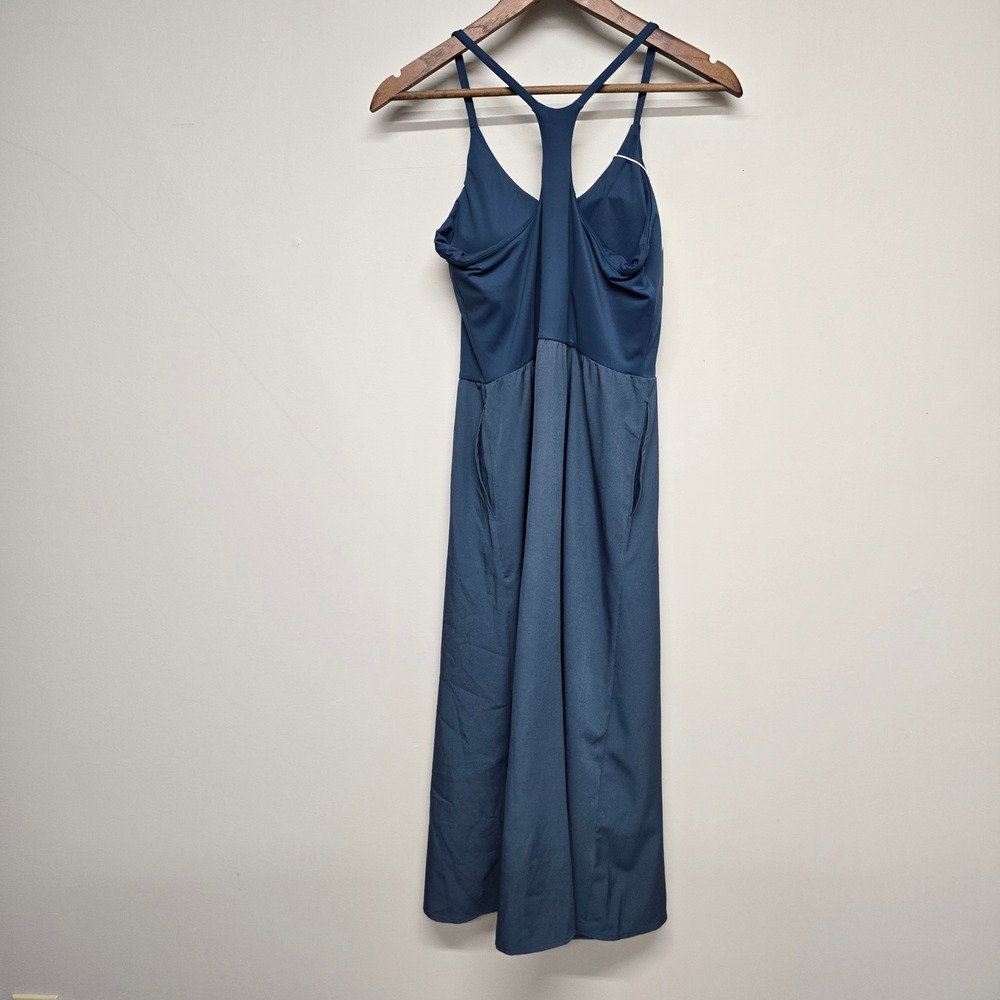 Halara Everyday Midi Chill Dress La Land Womens Medium Blue Nylon Slit Racerback - Picture 5 of 13